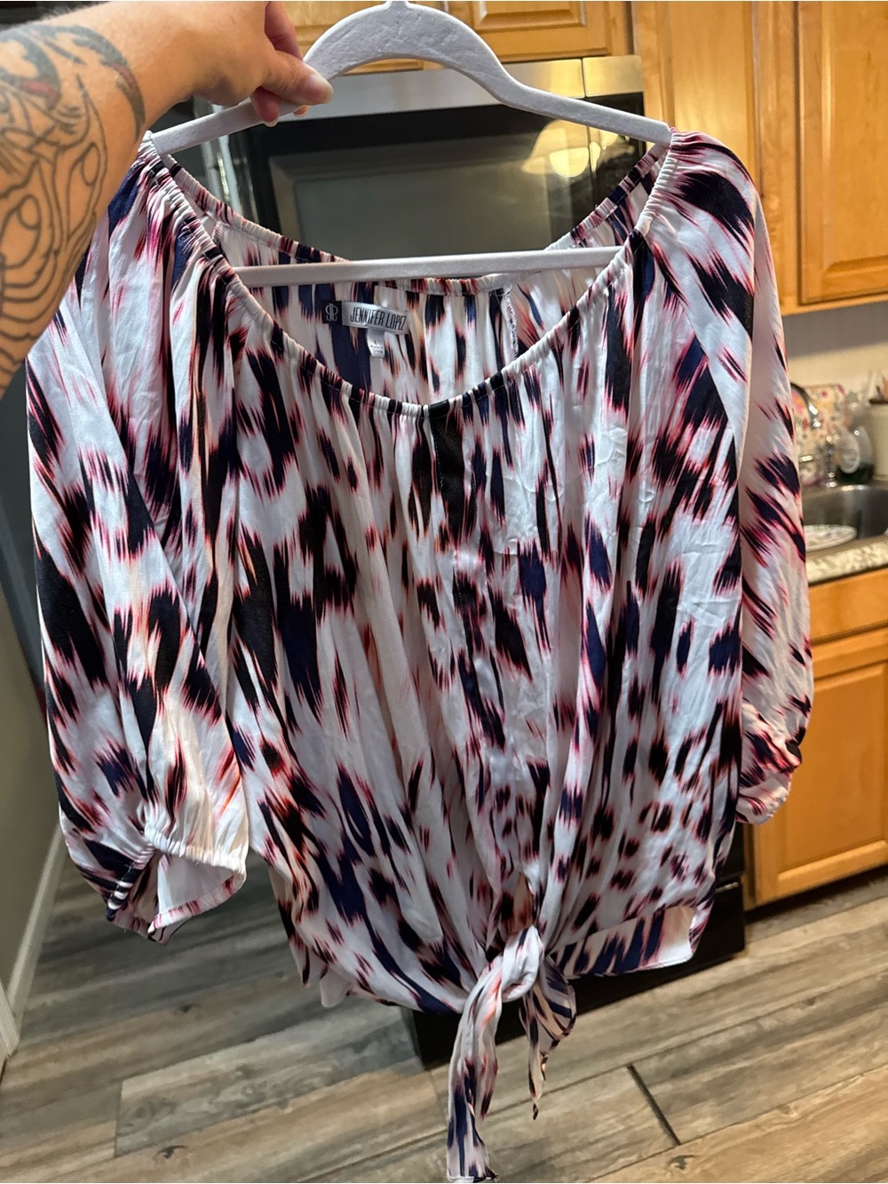 Jennifer Lopez  Multicolor Tie-Front Tunic